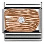 Nomination 9ct Rose Gold Lines With White CZ Plate Charm