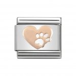 Nomination 9ct Rose Gold Heart Footprints Charm