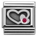 Nomination Silver Red CZ Heart Oxidised Charm