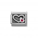 Nomination Silver Red CZ Heart Oxidised Charm