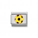 Nomination Stainless Steel, 18ct & Enamel Yellow & Black Football Charm.