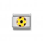 Nomination Stainless Steel, 18ct & Enamel Yellow & Black Football Charm.