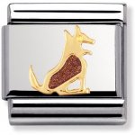 Nomination Brown Dog Charm in 18ct Gold & Enamel.