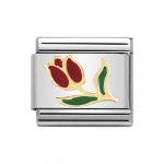 Nomination 18ct Gold & Enamel Red Tulip charm
