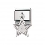Nomination Drop CZ Star Charm in Stainless Steel, CZ & Silver.