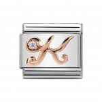 Nomination 9ct Rose Gold CZ set Initial K Charm.