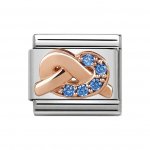 Nomination 9ct Rose Gold Blue CZ Knot Mother & Son Charm.