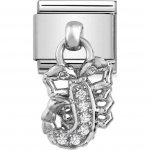 Nomination Drop Silver CZ Scorpio in Stainless Steel Charm.