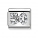 Nomination Silver Shine CZ Number 50 Fifty Charm.