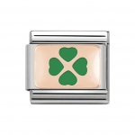 Nomination 9ct Rose Gold & Green Enamel Clover Charm.