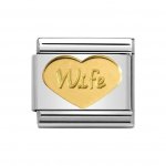 Nomination 18ct Gold Wife Heart Charm