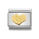 Nomination 18ct Gold Heart Horse Charm.