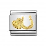 Nomination 18ct Gold Horse Shoe and Heart Charm.