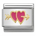 Nomination Pink Double Heart Peirced Charm