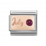 Nomination Stainless Steel, 9ct Rose Gold July Ruby Charm