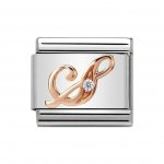 Nomination 9ct Rose Gold CZ set Initial S Charm.