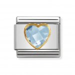 Nomination 18YG CZ Heart Light Blue Facetted Charm