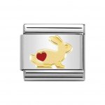 Nomination 18ct Gold & Enamel Rabbit with Heart Charm.
