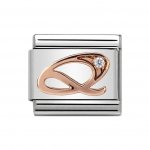 Nomination 9ct Rose Gold CZ set Initial Q Charm.