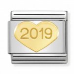 Nomination Stainless Steel, 18ct Gold 2019 Heart Charm.