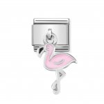 Nomination Flamingo Dangle in Enamel & Silver Charm.
