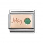 Nomination Stainless Steel, 9ct Rose Gold May Emerald Charm