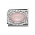 Nomination Silver set Pink Opal Oval Charm.