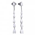 DiamonFire Sterling Silver Graduated Zirconia Drop Earrings