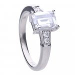 DiamonFire Sterling Silver Emerald Cut Zirconia Ring