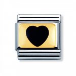 Nomination Enamel & 18ct Gold Plate Black Heart Charm.