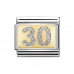 Nomination 18ct Gold 30 Thirty Glitter Plate Charm.