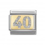 Nomination 18ct Gold 40 Forty Glitter Plate Charm.