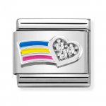 Nomination Silver  CZ White Heart Rainbow Charm