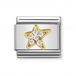 Nomination 18ct Gold CZ Asymmetric Star Charm.