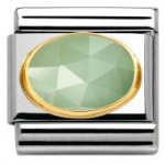 Nomination Stainless Steel & 18CT Oval shaped Sage Green Cashmere Charm