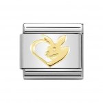 Nomination 18ct Rabbit in Heart of Gold Charm.