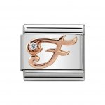 Nomination Rose Gold CZ set Initial F Charm.