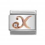 Nomination 9ct Rose Gold CZ set Initial X Charm.