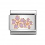 Nomination 9ct Rose Gold & Enamel Peach Flowers Charm