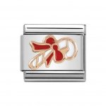 Nomination 9ct Rose Gold & Red Enamel Christmas Candy Cane Charm