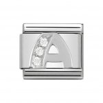 Nomination Silver Shine, CZ Initial A Charm.