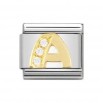 Nomination 18ct Gold CZ set Initial A Charm.