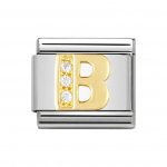 Nomination 18ct Gold CZ set Initial B Charm.