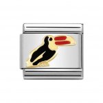 Nomination Stainless Steel, 18ct Gold & Enamel Toucan