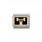 Nomination 18ct Classic Gold & Black Weightlifting Plate Charm