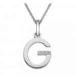 Hot Diamonds Sterling Silver Diamond set Initial G Pendant on 16-18" Box Chain