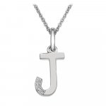 Hot Diamonds Sterling Silver Diamond set Initial J Pendant on 16-18" Box Chain
