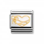 Nomination 18ct & Enamel White Bound Heart Charm.