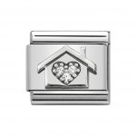 Nomination Classic Silver CZ set  HOME WITH HEART Charm.