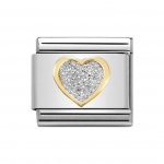 Nomination 18ct Gold Heart Glitter Plate Charm.